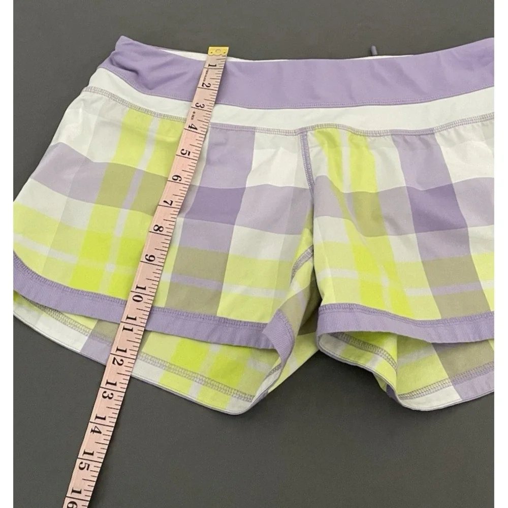 Lululemon Athletic Y2K Run Shorts Womens Size 6 Foxy Plaid Purple Yellow